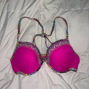 Victoria Secret: bikini top: pink padded cup with design